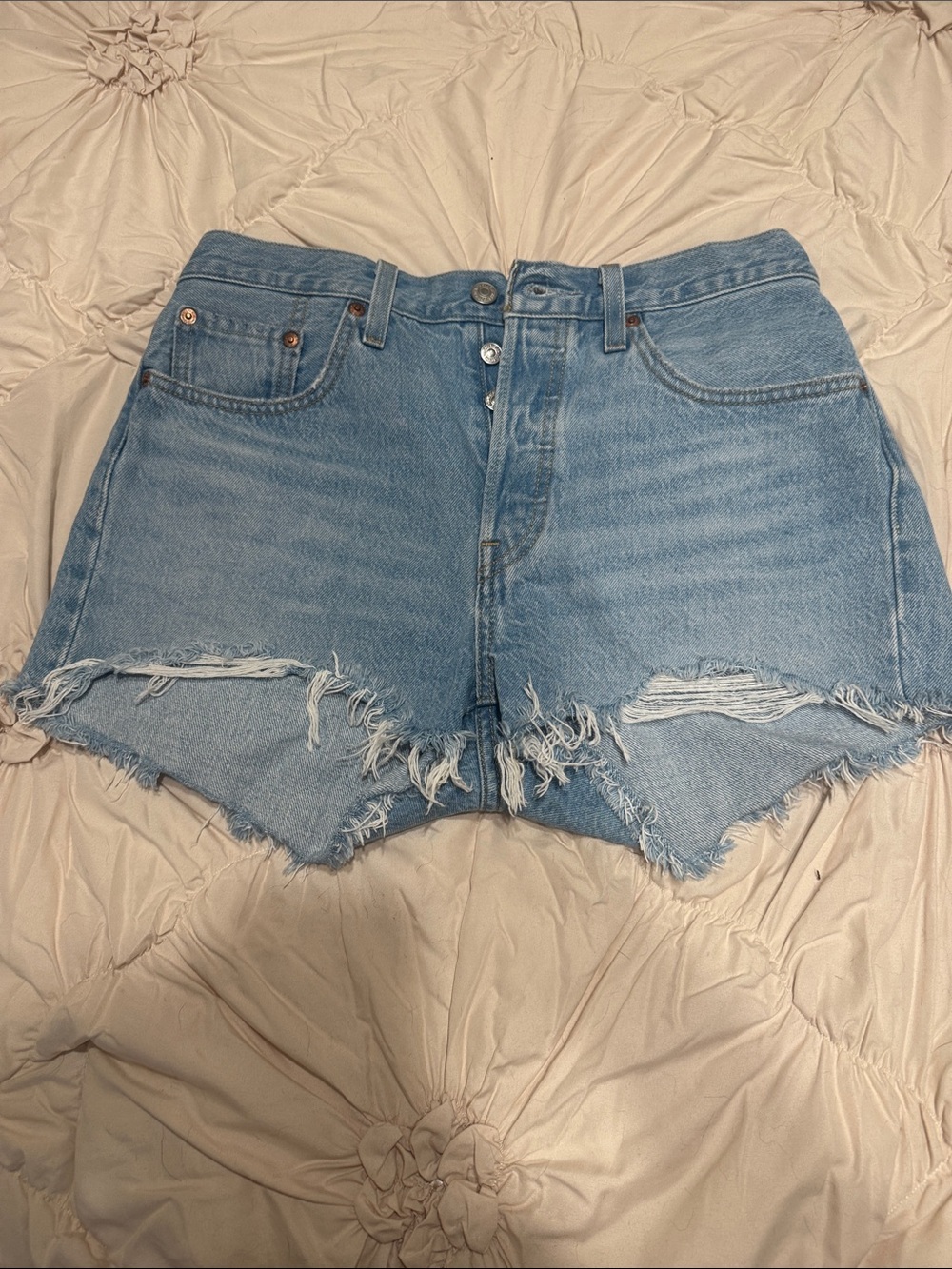 Levi's Light Blue Distressed Cutoff Denim Shorts